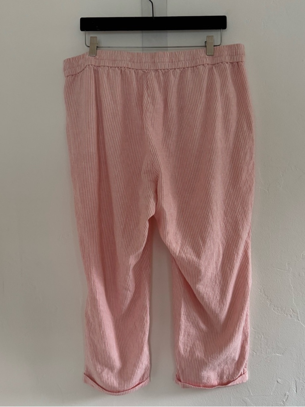 J. Crew Factory Striped Linen-Cotton Blend Drawstring Pant Cropped Spring Beachy - Picture 3 of 11